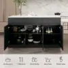 Modern 205 - 285 cm Extendable Wood Kitchen Island with Storage, Black & White – Engineered Wood