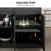 Modern 205 - 285 cm Extendable Wood Kitchen Island with Storage, Black & White – Engineered Wood