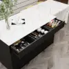 Modern 205 - 285 cm Extendable Wood Kitchen Island with Storage, Black & White – Engineered Wood