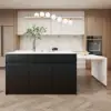 Modern 205 - 285 cm Extendable Wood Kitchen Island with Storage, Black & White – Engineered Wood