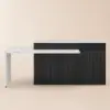 Modern 205 - 285 cm Extendable Wood Kitchen Island with Storage, Black & White – Engineered Wood