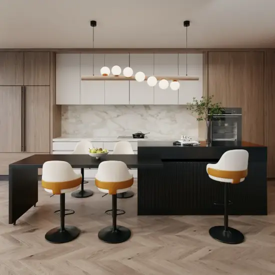 Modern 205 - 270 cm Extendable Matte Sintered Stone Kitchen Island with Storage, Black