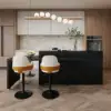 Modern 205 - 270 cm Extendable Matte Sintered Stone Kitchen Island with Storage, Black