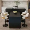 Modern 205 - 270 cm Extendable Matte Sintered Stone Kitchen Island with Storage, Black
