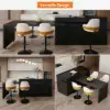 Modern 205 - 270 cm Extendable Matte Sintered Stone Kitchen Island with Storage, Black