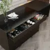 Modern 205 - 270 cm Extendable Matte Sintered Stone Kitchen Island with Storage, Black