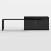 Modern 205 - 270 cm Extendable Matte Sintered Stone Kitchen Island with Storage, Black