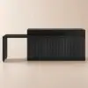 Modern 205 - 270 cm Extendable Matte Sintered Stone Kitchen Island with Storage, Black