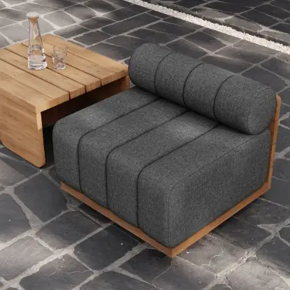 Resaro Teak Outdoor Swivel Chair Dark Grey