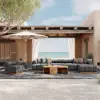 Resaro Teak Outdoor Swivel Chair Dark Grey