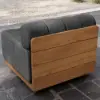 Resaro Teak Outdoor Swivel Chair Dark Grey