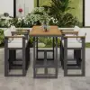 Tevara Teak Outdoor Bar Setting with Dark Grey Frame & Warm White Cushions