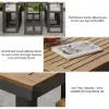 Tevara Teak Outdoor Bar Setting with Dark Grey Frame & Warm White Cushions