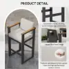 Tevara Teak Outdoor Bar Setting with Dark Grey Frame & Warm White Cushions