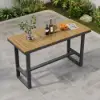 Tevara Teak Outdoor Bar Setting with Dark Grey Frame & Warm White Cushions