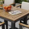 Tevara Teak Outdoor Bar Setting with Dark Grey Frame & Warm White Cushions