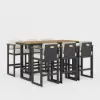 Tevara Teak Outdoor Bar Setting with Dark Grey Frame & Warm White Cushions