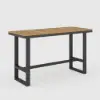 Tevara Teak Outdoor Bar Setting with Dark Grey Frame & Warm White Cushions