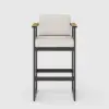 Tevara Teak Outdoor Bar Setting with Dark Grey Frame & Warm White Cushions