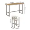Tevara Teak Outdoor Bar Setting with Sand-Toned Frame & Warm White Cushions