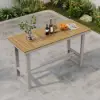 Tevara Teak Outdoor Bar Setting with Sand-Toned Frame & Warm White Cushions
