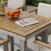 Tevara Teak Outdoor Bar Setting with Sand-Toned Frame & Warm White Cushions