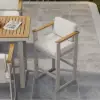 Tevara Teak Outdoor Bar Setting with Sand-Toned Frame & Warm White Cushions