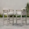 Tevara Teak Outdoor Bar Setting with Sand-Toned Frame & Warm White Cushions