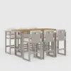 Tevara Teak Outdoor Bar Setting with Sand-Toned Frame & Warm White Cushions