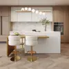 Modern 205 - 285 cm Extendable Wood Kitchen Island with Storage, Natural & White – AUD-H2607