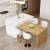 Modern 205 - 285 cm Extendable Wood Kitchen Island with Storage, Natural & White – AUD-H2607