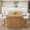 Modern 205 - 285 cm Extendable Wood Kitchen Island with Storage, Natural & White – AUD-H2607