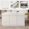 Modern 205 - 285 cm Extendable Wood Kitchen Island with Storage, Natural & White – AUD-H2607