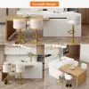 Modern 205 - 285 cm Extendable Wood Kitchen Island with Storage, Natural & White – AUD-H2607