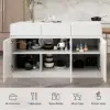 Modern 205 - 285 cm Extendable Wood Kitchen Island with Storage, Natural & White – AUD-H2607
