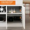 Modern 205 - 285 cm Extendable Wood Kitchen Island with Storage, Natural & White – AUD-H2607