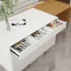 Modern 205 - 285 cm Extendable Wood Kitchen Island with Storage, Natural & White – AUD-H2607