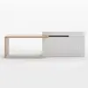 Modern 205 - 285 cm Extendable Wood Kitchen Island with Storage, Natural & White – AUD-H2607