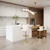 Modern 205 - 285 cm Extendable Wood Kitchen Island with Storage, Natural & White – AUD-H2608