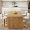 Modern 205 - 285 cm Extendable Wood Kitchen Island with Storage, Natural & White – AUD-H2608