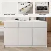 Modern 205 - 285 cm Extendable Wood Kitchen Island with Storage, Natural & White – AUD-H2608