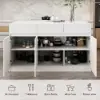 Modern 205 - 285 cm Extendable Wood Kitchen Island with Storage, Natural & White – AUD-H2608