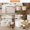 Modern 205 - 285 cm Extendable Wood Kitchen Island with Storage, Natural & White – AUD-H2608