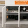 Modern 205 - 285 cm Extendable Wood Kitchen Island with Storage, Natural & White – AUD-H2608