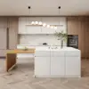 Modern 205 - 285 cm Extendable Wood Kitchen Island with Storage, Natural & White – AUD-H2608