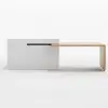 Modern 205 - 285 cm Extendable Wood Kitchen Island with Storage, Natural & White – AUD-H2608