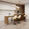 205 - 270 cm Extendable Matte Sintered Stone Kitchen Island with Storage, Walnut