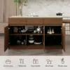 205 - 270 cm Extendable Matte Sintered Stone Kitchen Island with Storage, Walnut