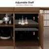 205 - 270 cm Extendable Matte Sintered Stone Kitchen Island with Storage, Walnut