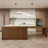 205 - 270 cm Extendable Matte Sintered Stone Kitchen Island with Storage, Walnut